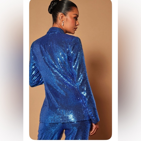 Fashion Nova Blue Sequin Women's 2 Piece - Picture 3 of 3
